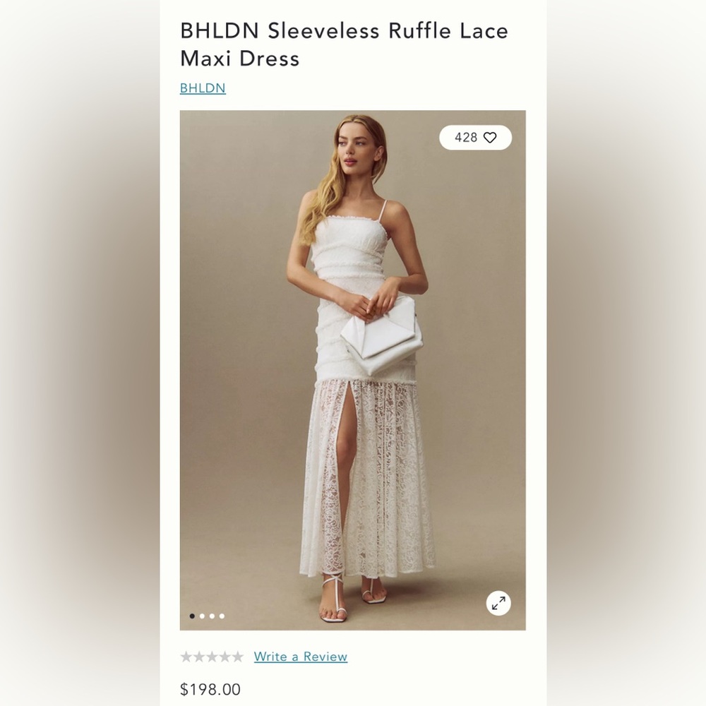 BHLDN Sleeveless Ruffle Lace Maxi Dress